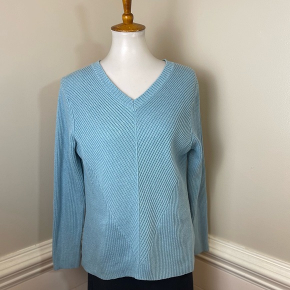 Coldwater Creek Sweaters - Coldwater Creek Light Blue Diagonally Ribbed Sweater L (14) FREE SHIP